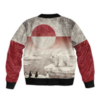 Greenland Flag Vintage Sleeve Zip Bomber Jacket Greenlander Flag With Polar Bear