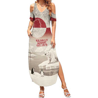 Greenland Flag Vintage Summer Maxi Dress Greenlander Flag With Polar Bear