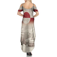 Greenland Flag Vintage Summer Maxi Dress Greenlander Flag With Polar Bear