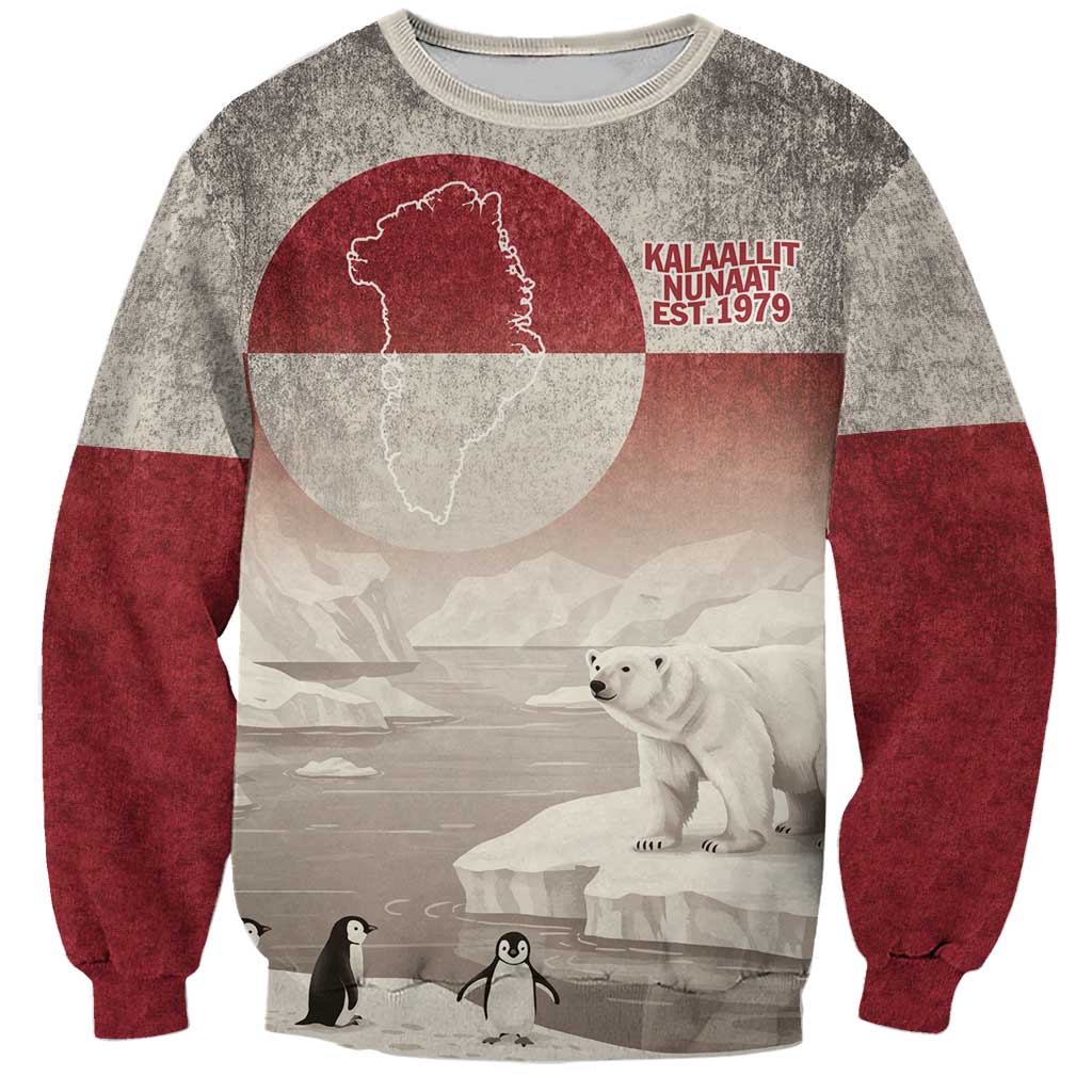 Greenland Flag Vintage Sweatshirt Greenlander Flag With Polar Bear