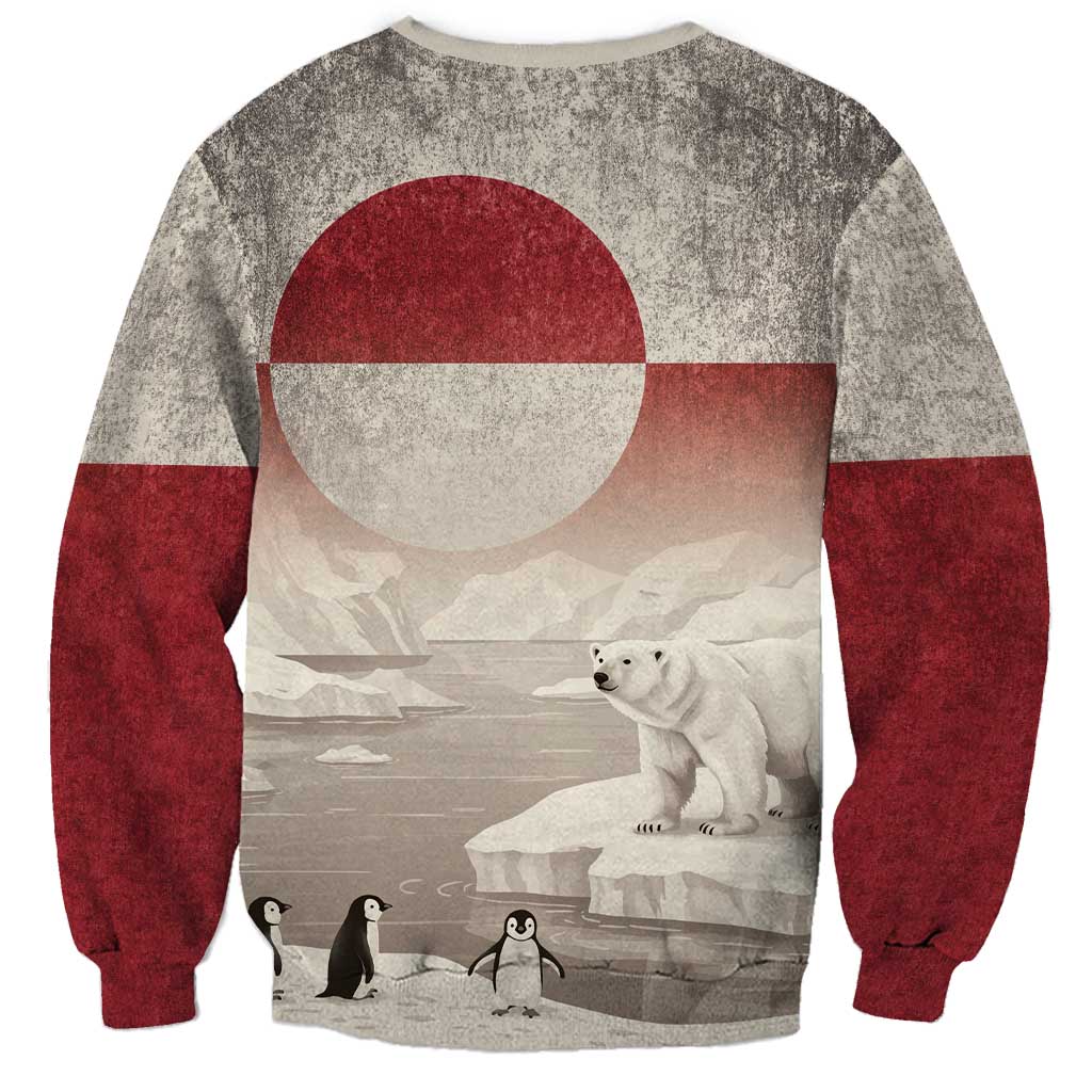 Greenland Flag Vintage Sweatshirt Greenlander Flag With Polar Bear