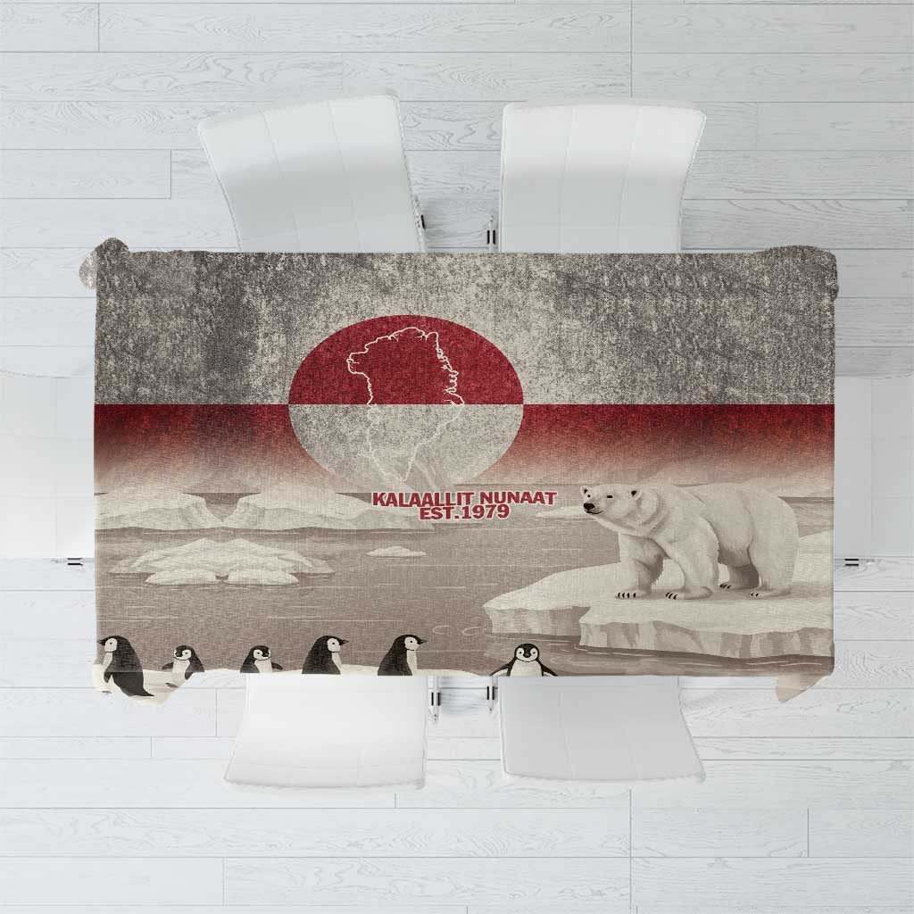 Greenland Flag Vintage Tablecloth Greenlander Flag With Polar Bear