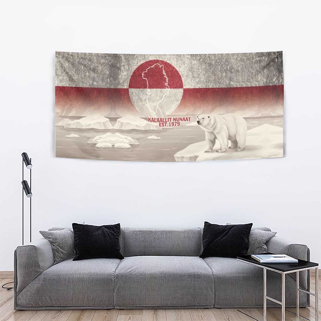 Greenland Flag Vintage Tapestry Greenlander Flag With Polar Bear