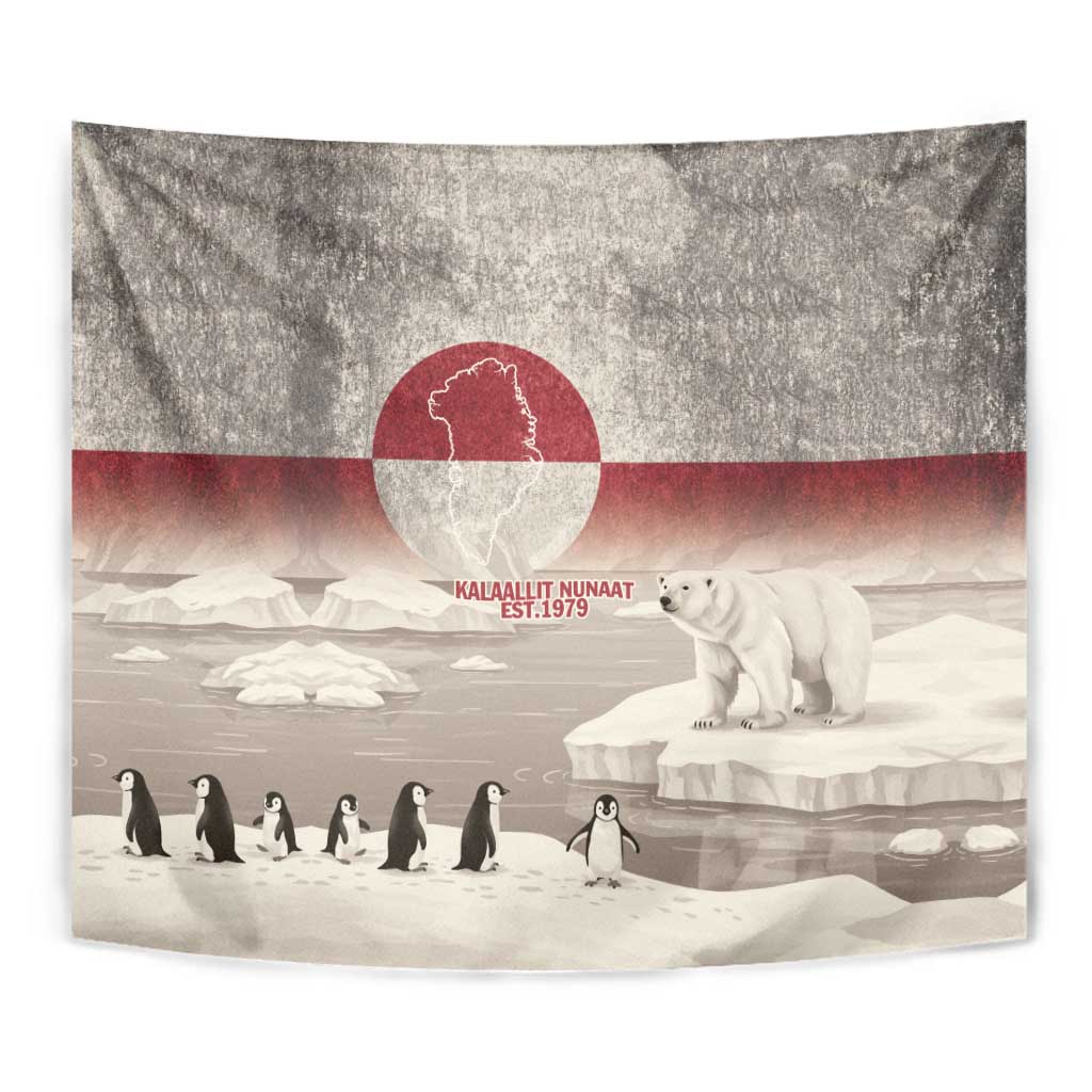 Greenland Flag Vintage Tapestry Greenlander Flag With Polar Bear
