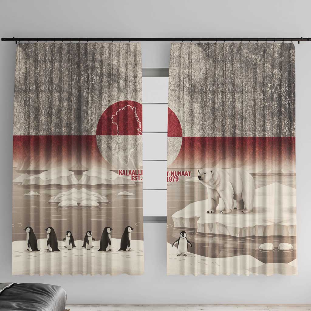 Greenland Flag Vintage Window Curtain Greenlander Flag With Polar Bear