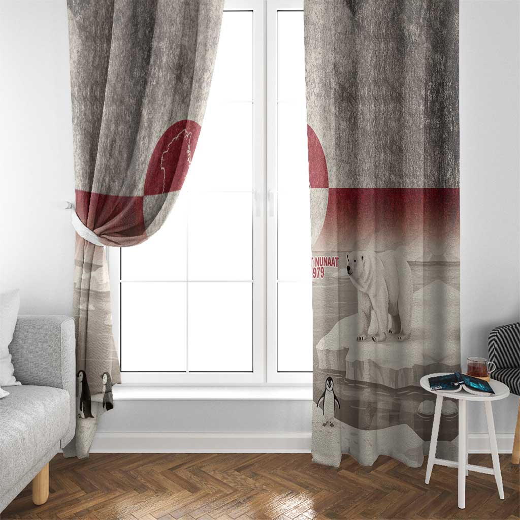 Greenland Flag Vintage Window Curtain Greenlander Flag With Polar Bear