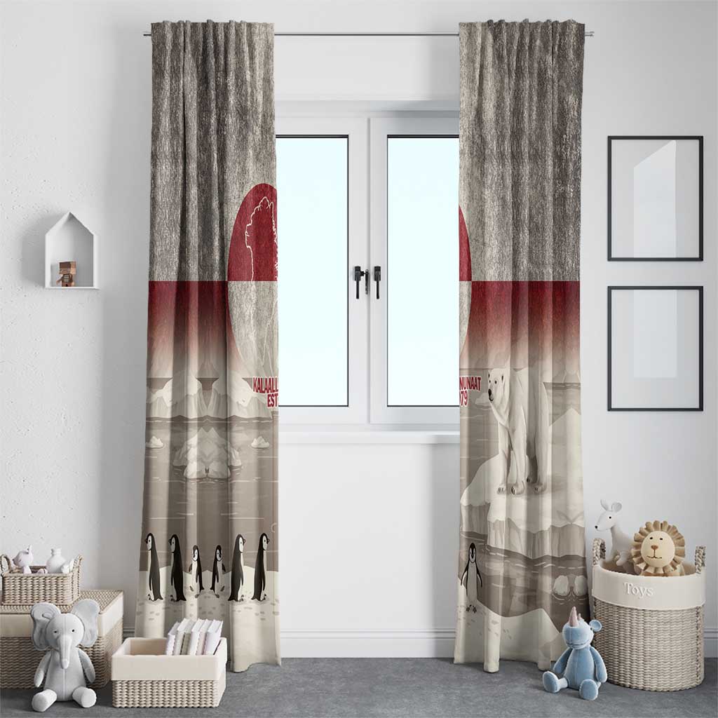 Greenland Flag Vintage Window Curtain Greenlander Flag With Polar Bear