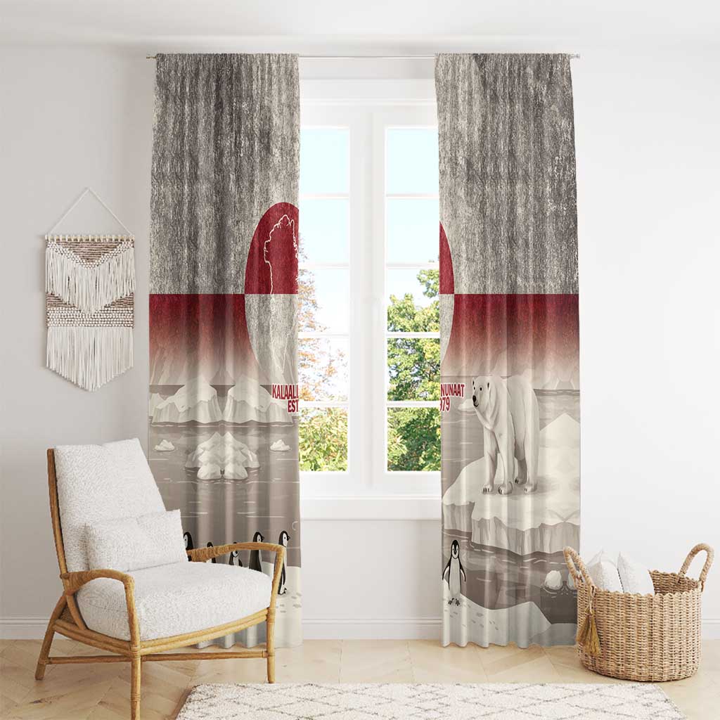 Greenland Flag Vintage Window Curtain Greenlander Flag With Polar Bear