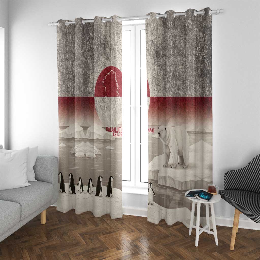 Greenland Flag Vintage Window Curtain Greenlander Flag With Polar Bear