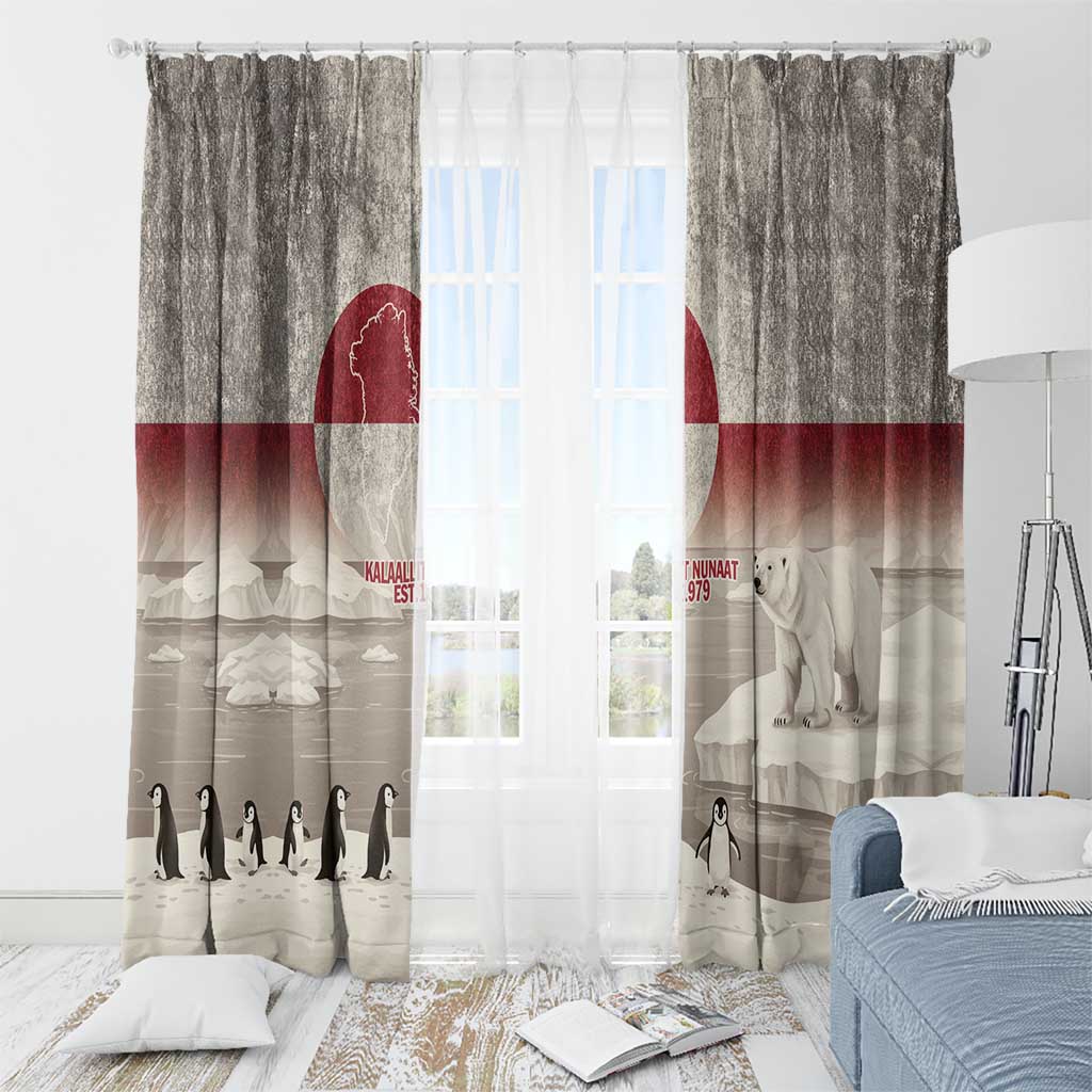 Greenland Flag Vintage Window Curtain Greenlander Flag With Polar Bear