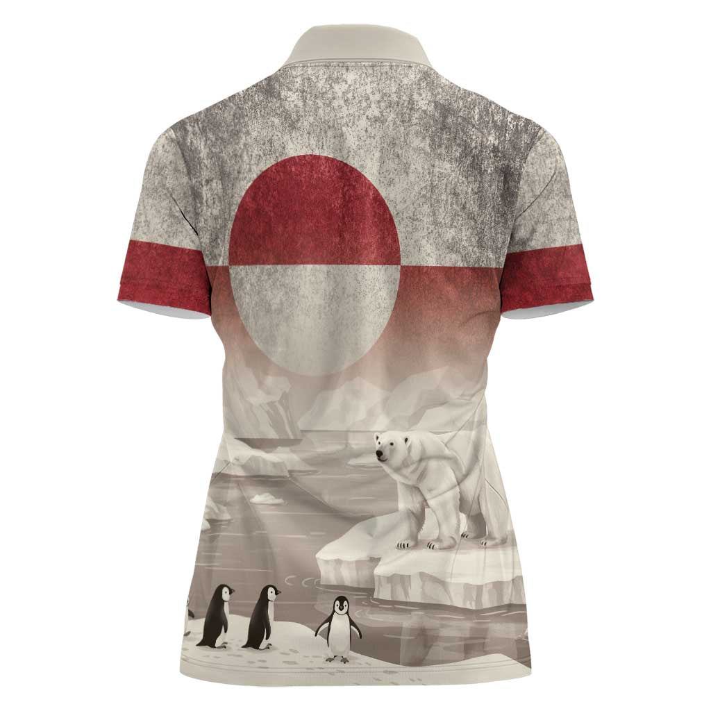 Greenland Flag Vintage Women Polo Shirt Greenlander Flag With Polar Bear