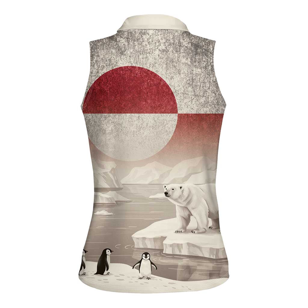 Greenland Flag Vintage Women Sleeveless Polo Shirt Greenlander Flag With Polar Bear
