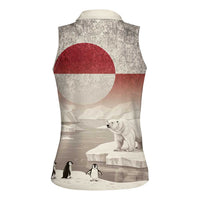Greenland Flag Vintage Women Sleeveless Polo Shirt Greenlander Flag With Polar Bear