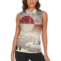 Greenland Flag Vintage Women Sleeveless Polo Shirt Greenlander Flag With Polar Bear