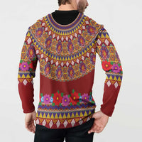 Greenland Costume Button Sweatshirt Tradional Kalaallisuut Pattern