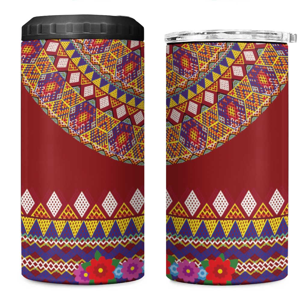 Greenland Costume 4 in 1 Can Cooler Tumbler Tradional Kalaallisuut Pattern
