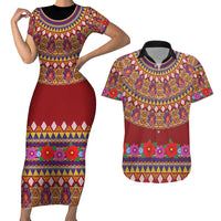 Greenland Costume Couples Matching Short Sleeve Bodycon Dress and Hawaiian Shirt Tradional Kalaallisuut Pattern