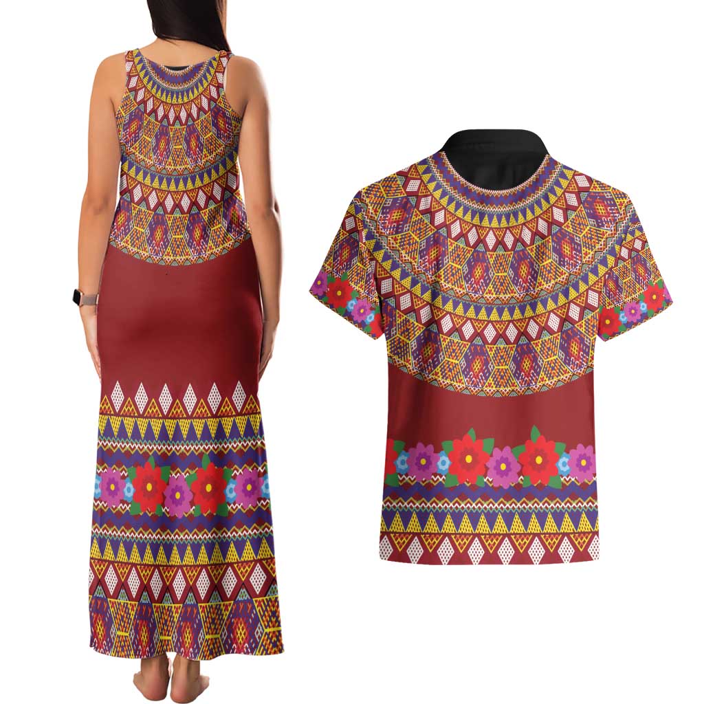 Greenland Costume Couples Matching Tank Maxi Dress and Hawaiian Shirt Tradional Kalaallisuut Pattern