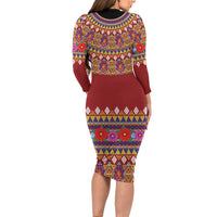 Greenland Costume Family Matching Long Sleeve Bodycon Dress and Hawaiian Shirt Tradional Kalaallisuut Pattern
