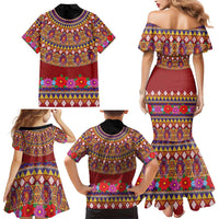 Greenland Costume Family Matching Mermaid Dress and Hawaiian Shirt Tradional Kalaallisuut Pattern