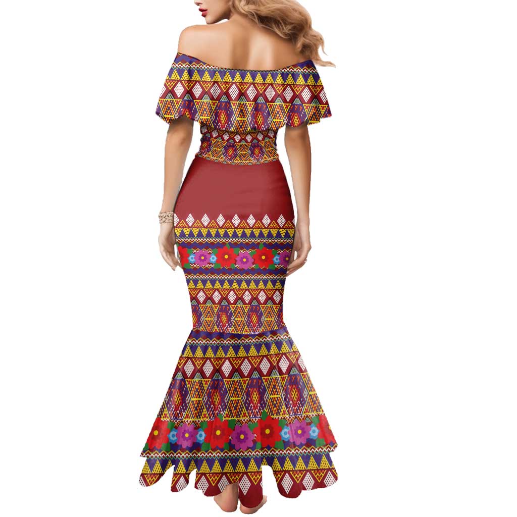 Greenland Costume Family Matching Mermaid Dress and Hawaiian Shirt Tradional Kalaallisuut Pattern