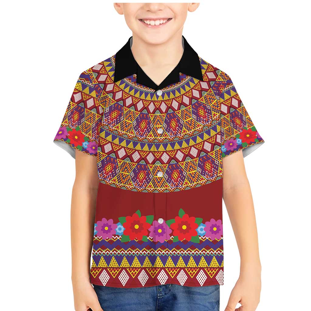 Greenland Costume Family Matching Mermaid Dress and Hawaiian Shirt Tradional Kalaallisuut Pattern