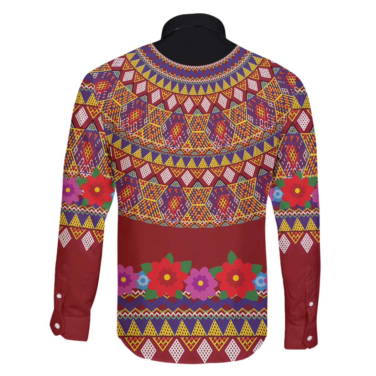 Greenland Costume Family Matching Off The Shoulder Long Sleeve Dress and Hawaiian Shirt Tradional Kalaallisuut Pattern