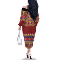 Greenland Costume Family Matching Off The Shoulder Long Sleeve Dress and Hawaiian Shirt Tradional Kalaallisuut Pattern