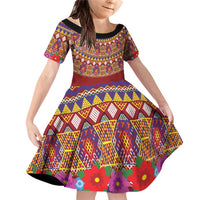 Greenland Costume Family Matching Off Shoulder Short Dress and Hawaiian Shirt Tradional Kalaallisuut Pattern