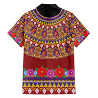 Greenland Costume Family Matching Off Shoulder Short Dress and Hawaiian Shirt Tradional Kalaallisuut Pattern