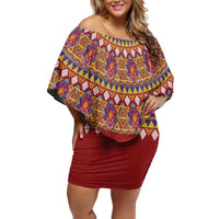 Greenland Costume Family Matching Off Shoulder Short Dress and Hawaiian Shirt Tradional Kalaallisuut Pattern