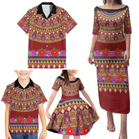 Greenland Costume Family Matching Puletasi and Hawaiian Shirt Tradional Kalaallisuut Pattern
