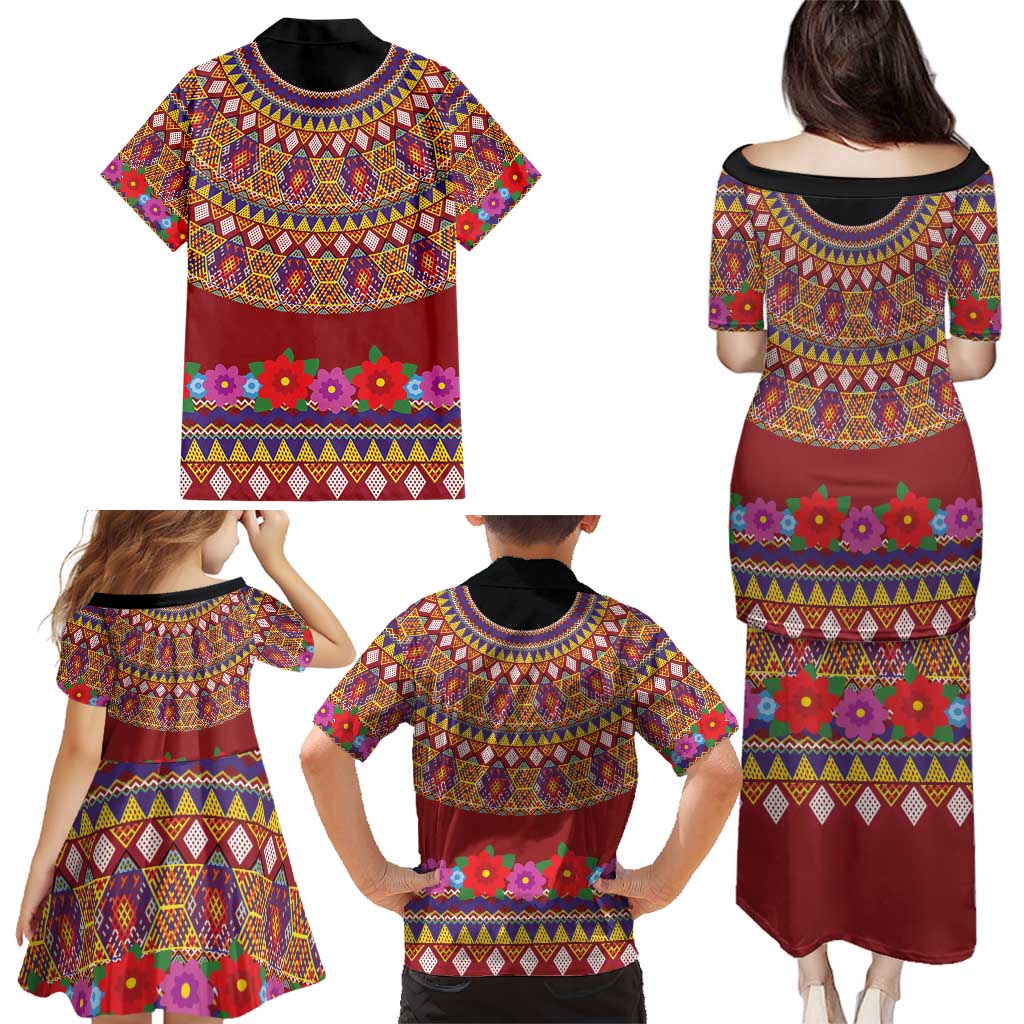 Greenland Costume Family Matching Puletasi and Hawaiian Shirt Tradional Kalaallisuut Pattern