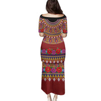 Greenland Costume Family Matching Puletasi and Hawaiian Shirt Tradional Kalaallisuut Pattern