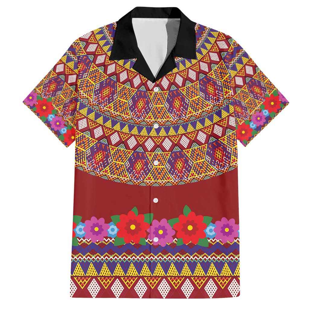 Greenland Costume Family Matching Short Sleeve Bodycon Dress and Hawaiian Shirt Tradional Kalaallisuut Pattern