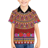 Greenland Costume Family Matching Short Sleeve Bodycon Dress and Hawaiian Shirt Tradional Kalaallisuut Pattern