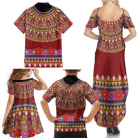 Greenland Costume Family Matching Summer Maxi Dress and Hawaiian Shirt Tradional Kalaallisuut Pattern
