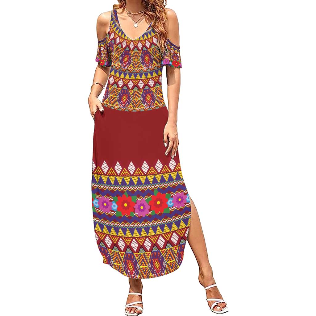 Greenland Costume Family Matching Summer Maxi Dress and Hawaiian Shirt Tradional Kalaallisuut Pattern