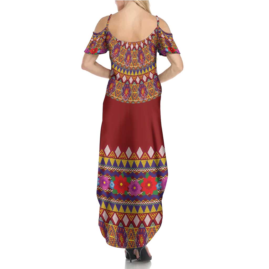 Greenland Costume Family Matching Summer Maxi Dress and Hawaiian Shirt Tradional Kalaallisuut Pattern