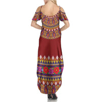 Greenland Costume Family Matching Summer Maxi Dress and Hawaiian Shirt Tradional Kalaallisuut Pattern