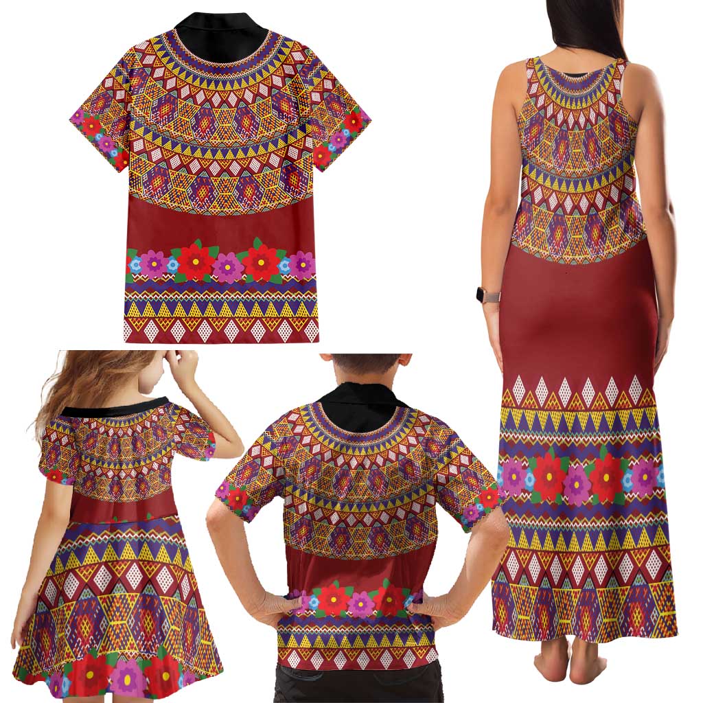 Greenland Costume Family Matching Tank Maxi Dress and Hawaiian Shirt Tradional Kalaallisuut Pattern