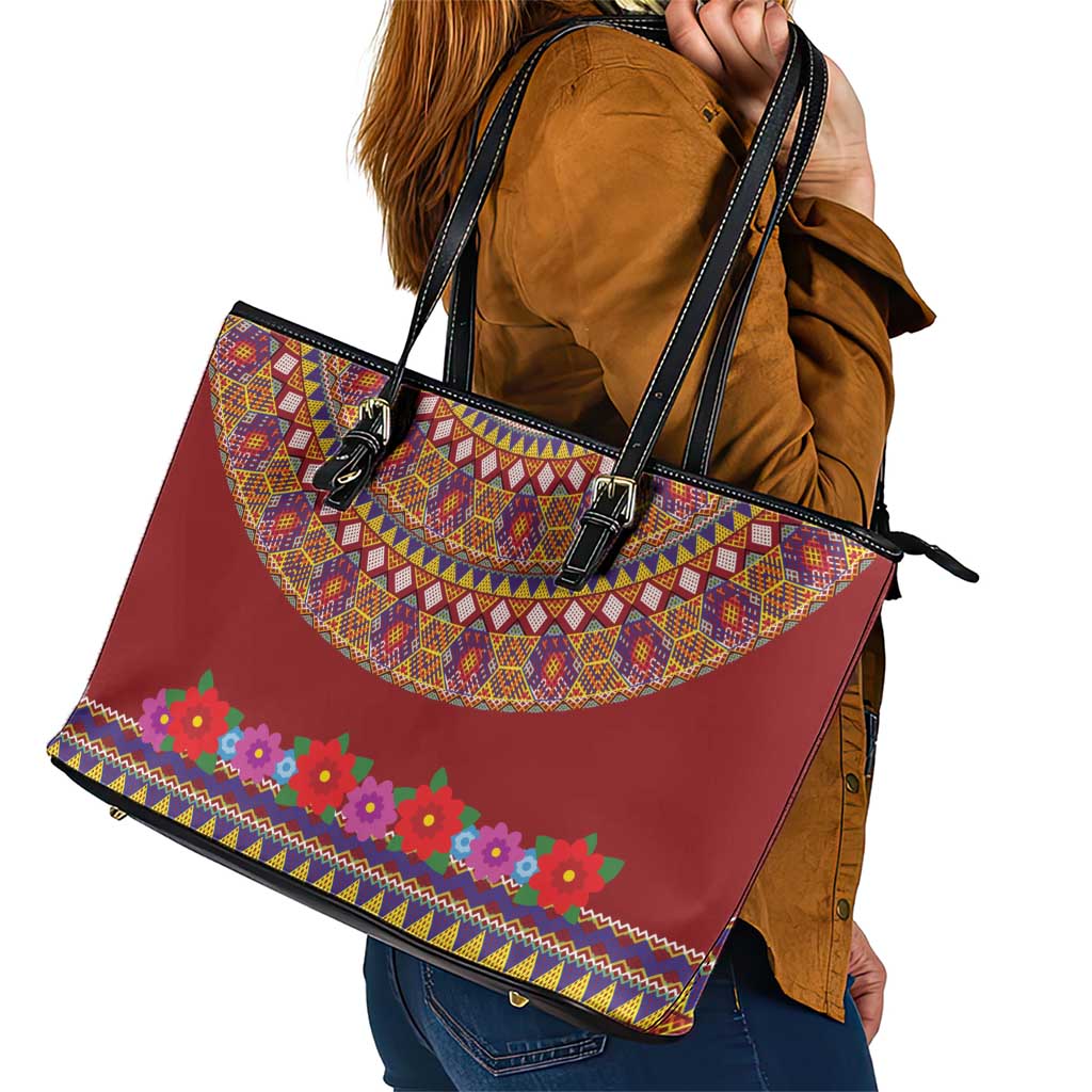 Greenland Costume Leather Tote Bag Tradional Kalaallisuut Pattern