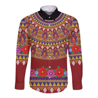 Greenland Costume Long Sleeve Button Shirt Tradional Kalaallisuut Pattern