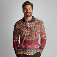 Greenland Costume Long Sleeve Polo Shirt Tradional Kalaallisuut Pattern