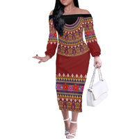 Greenland Costume Off The Shoulder Long Sleeve Dress Tradional Kalaallisuut Pattern