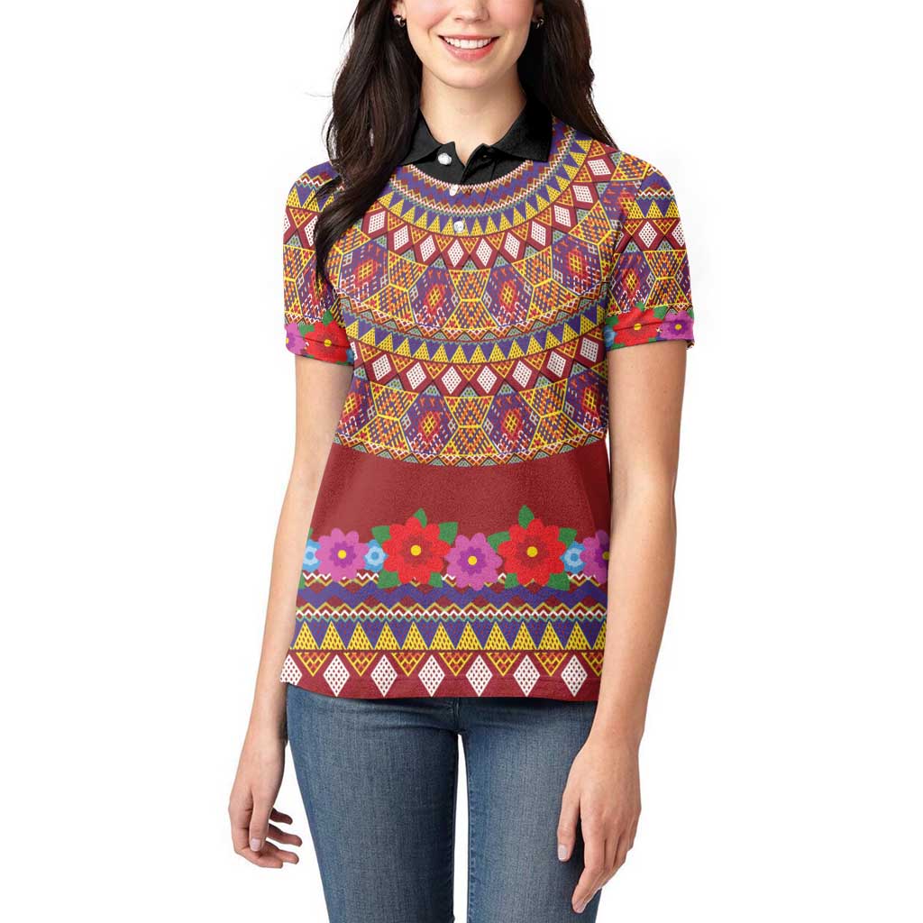 Greenland Costume Women Polo Shirt Tradional Kalaallisuut Pattern
