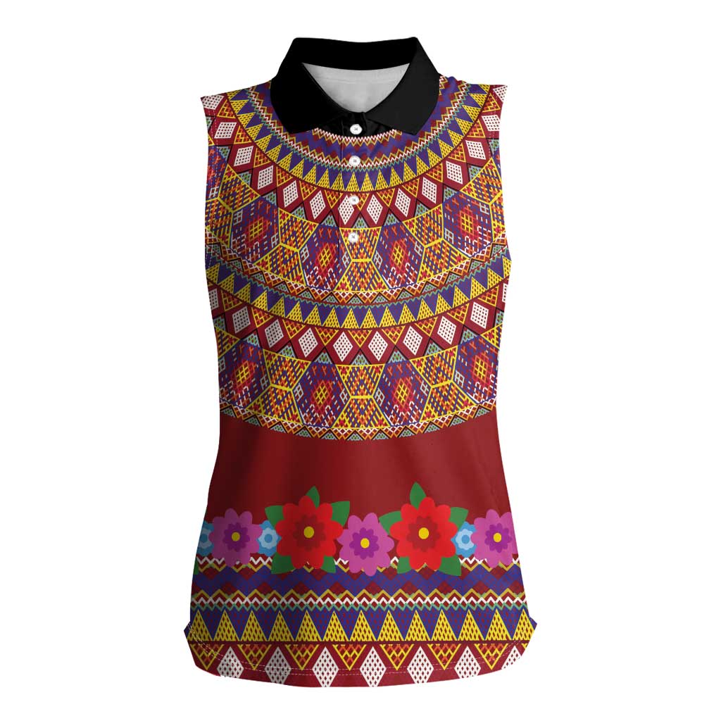 Greenland Costume Women Sleeveless Polo Shirt Tradional Kalaallisuut Pattern
