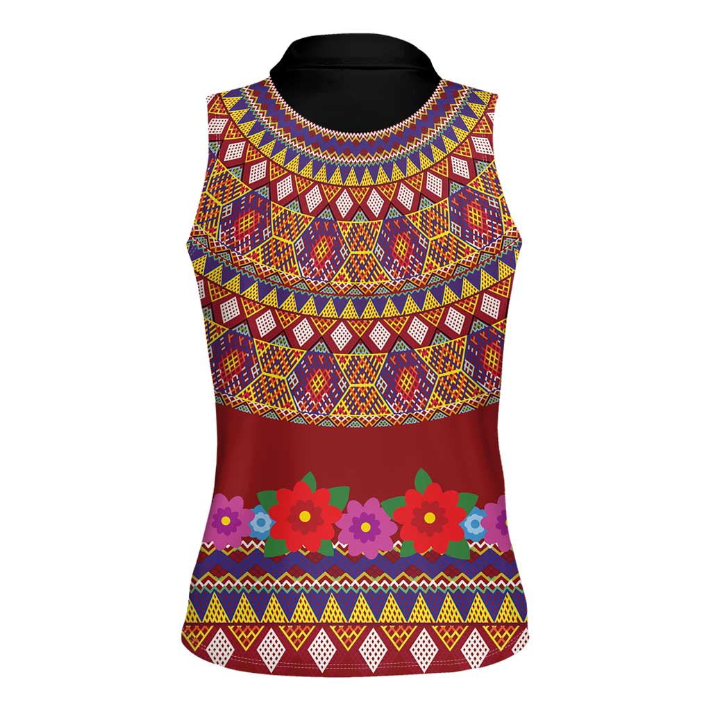 Greenland Costume Women Sleeveless Polo Shirt Tradional Kalaallisuut Pattern