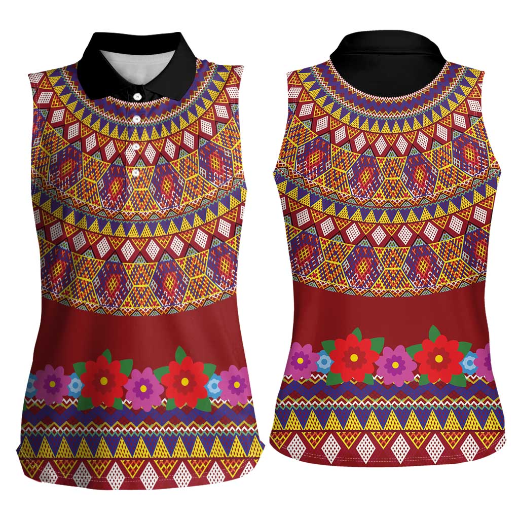 Greenland Costume Women Sleeveless Polo Shirt Tradional Kalaallisuut Pattern