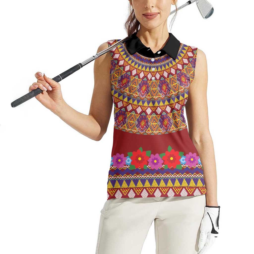 Greenland Costume Women Sleeveless Polo Shirt Tradional Kalaallisuut Pattern